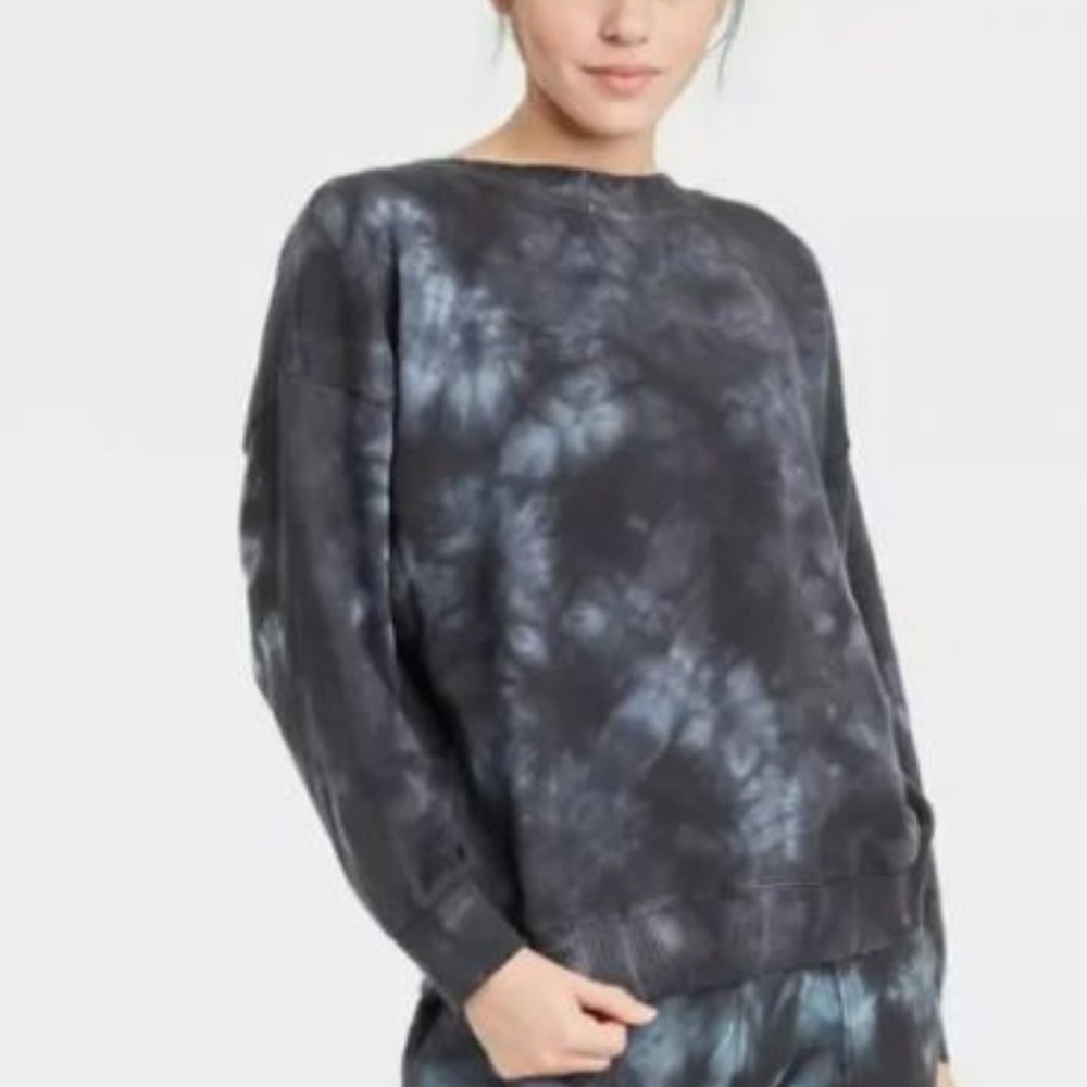 JoyLab French Terry Reversible Twist Tie Dye Sweatshirt Large